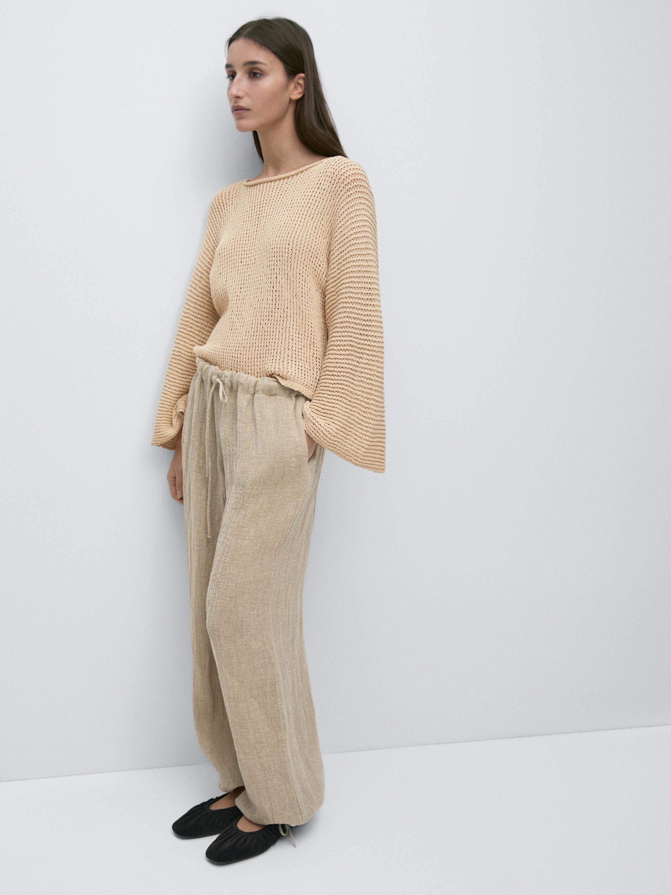 Pantalon bouffant en lin mélangé